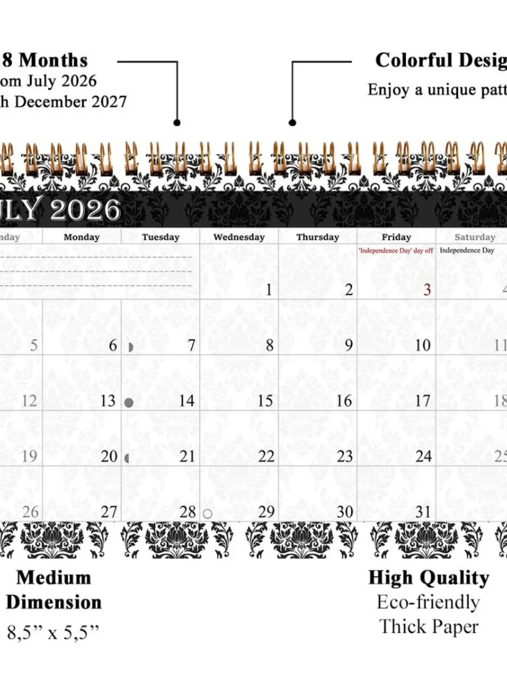 2026-2027 18 Months Standing Flip Desk Calendar Desktop Planner 019